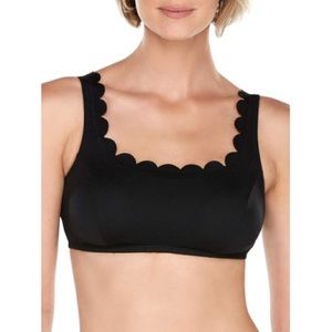 Time and Tru Black Scallop Bikini Top Size M